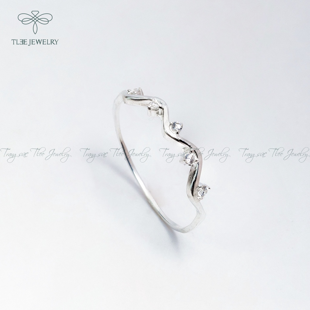Nhẫn bạc nữ TLEE sóng nạm đá mini xinh xắn NCJ A0175