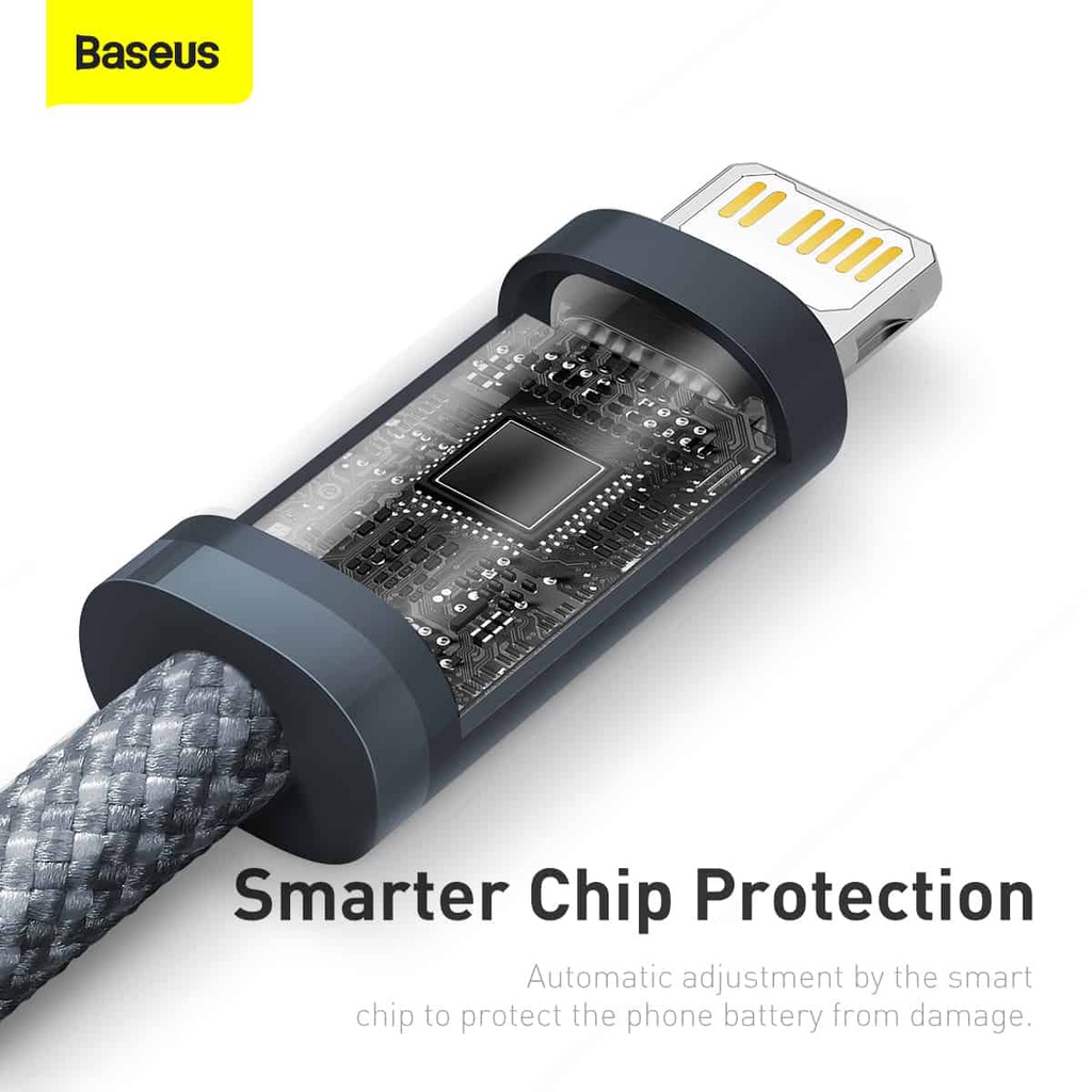 Dây sạc nhanh ip 20w Baseus bọc dù cao cấp - Cáp DNA2 dài 2m 1m 0.25m dùng cho iphone 13promax 12 11pro 8 ..