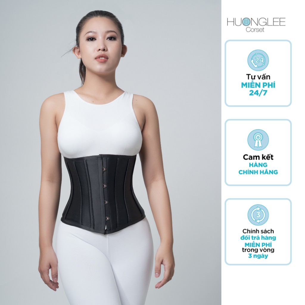 [HUONGLEE Corset] Đai Gen Nịt Bụng Corset 14 Xương Định Hình Chất Liệu Satin Thời Trang Hỗ Trợ Giảm Eo Và Mỡ Bụng