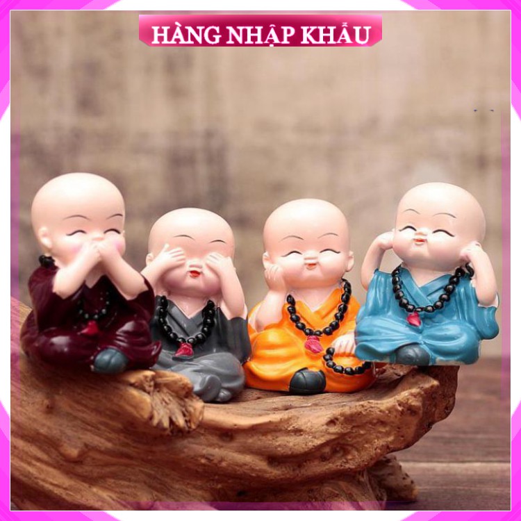 [Hàng Loại 1] Bộ 4 tượng chú tiểu bốn hòa thượng tứ không mini để bàn làm việc đẹp bằng sứ an lạc