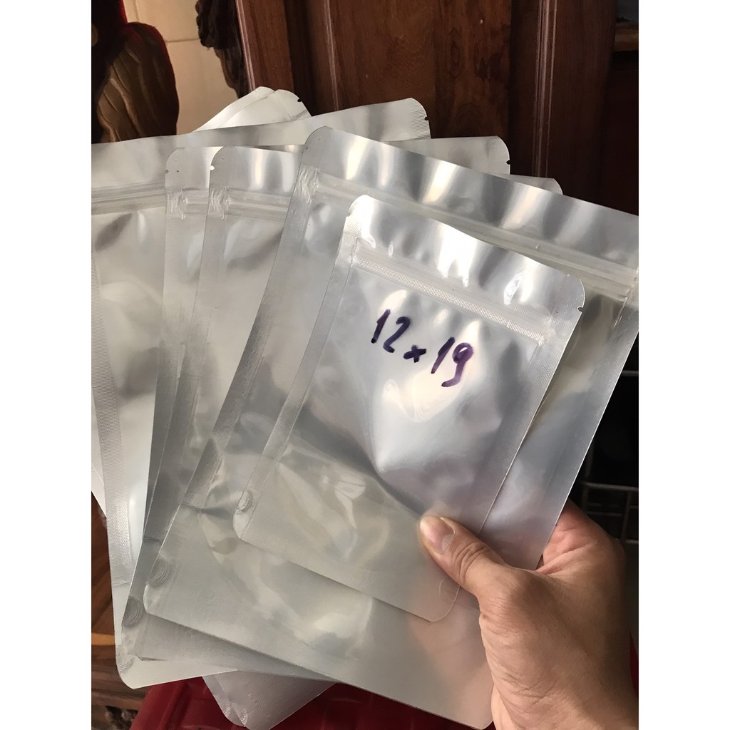 Tk1588 [Giá sỉ] TÚI ZIP BẠC 12X19cm (0.5KG TÚI ZIP 1 MẶT BẠC 1 MẶT TRONG)