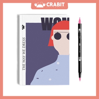 Combo Sổ ruột  "Best-Mate" - Sổ tay ruột ô vuông Women Xanh 100gms - 1 bút Tombow Dual Brushpen
