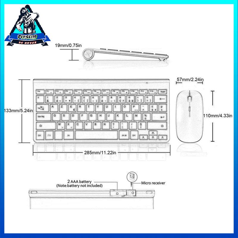 [Fitslim] Wireless French Keyboard Mouse Ultra Slim Multimedia Keyboard Mouse Combo