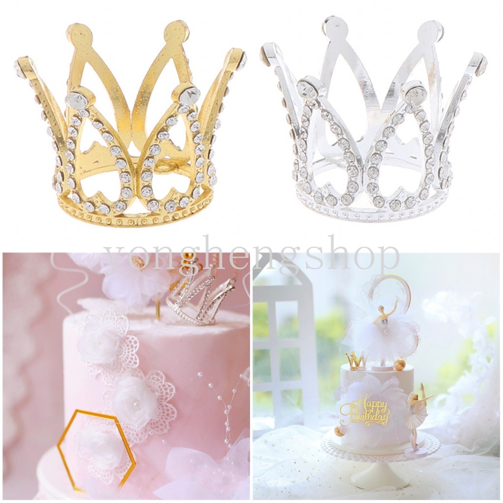 Phụ Kiện Trang Trí Bánh Kem Hình Vương Miện Mini Đính Đá Lấp Lánh Diy
