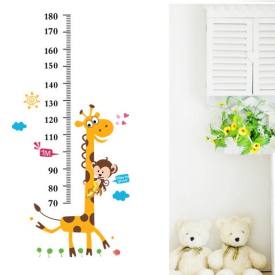 Giấy dán tường XIAODUOJIAJU đo chiều cao họa tiết hoạt hình tiện lợi cho bé