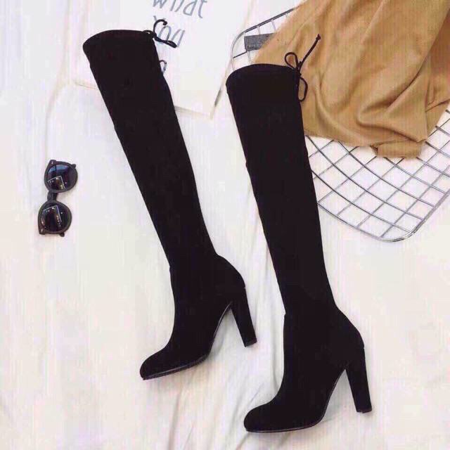 Bốt đùi cao gót, bốt đùi gót vuông 7cm