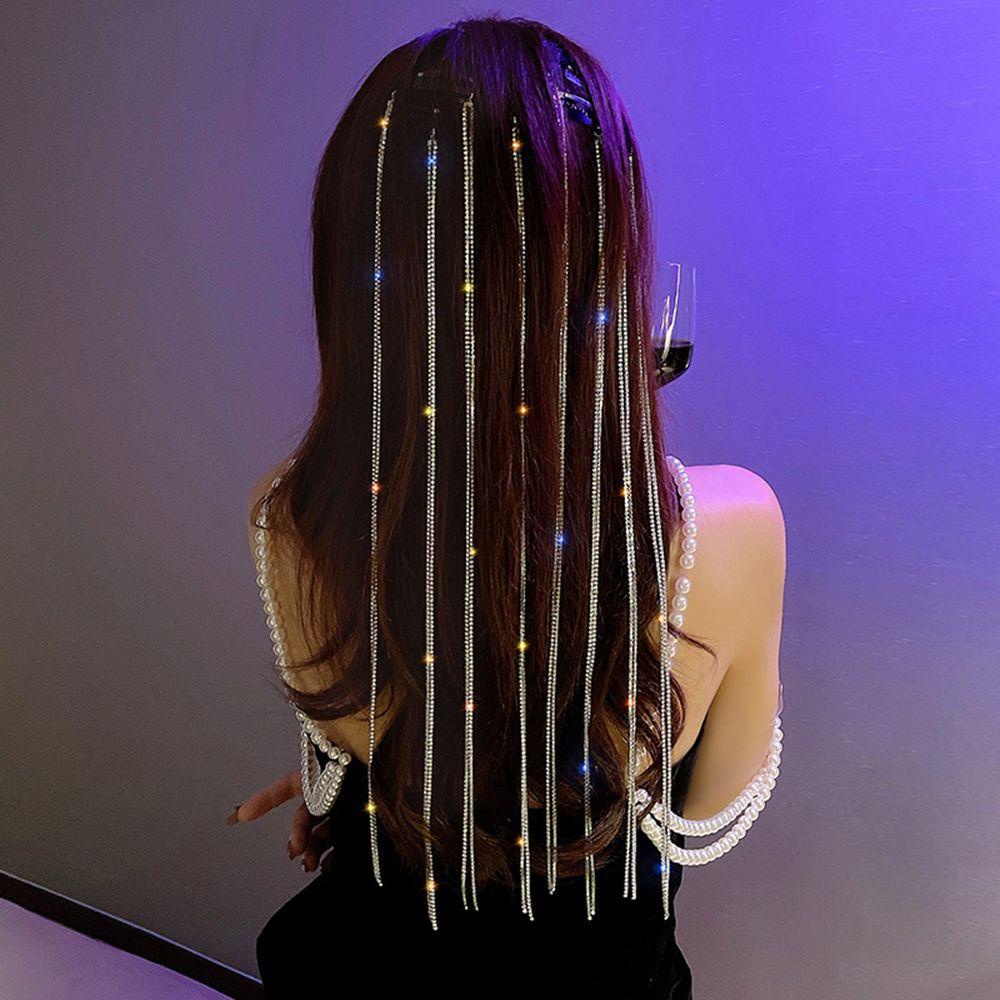 ❦ME❦ Dirty Braided Supplies Tassel Hair Clips Flashing Diamond Barrettes Shiny Chain Hairpins Hair Accessories Fashion Headwear Girl Jewelry Headdress Bride Ornaments Braided Headband/Multicolor