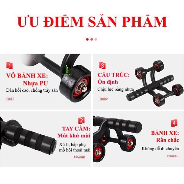 Con lăn tập gym, tập cơ bụng 4 bánh tại nhà DC008