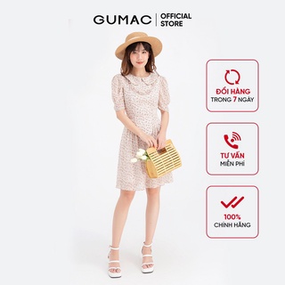Đầm nữ hoa nhí tùng xòe cổ sen GUMAC DB728