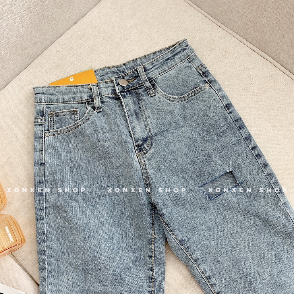 QUẦN SHORT JEAN NỮ CAO CẤP ulzzang rách đùi cá tính chất co giãn Xonxen Shop size S M L mã 3058