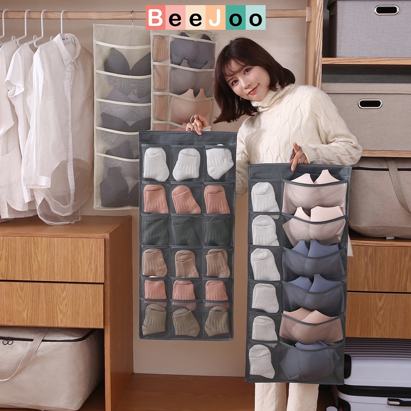 Túi vải treo đồ lót tất vớ 2 mặt 30 ngăn, Túi treo đồ cánh tủ quần áo
