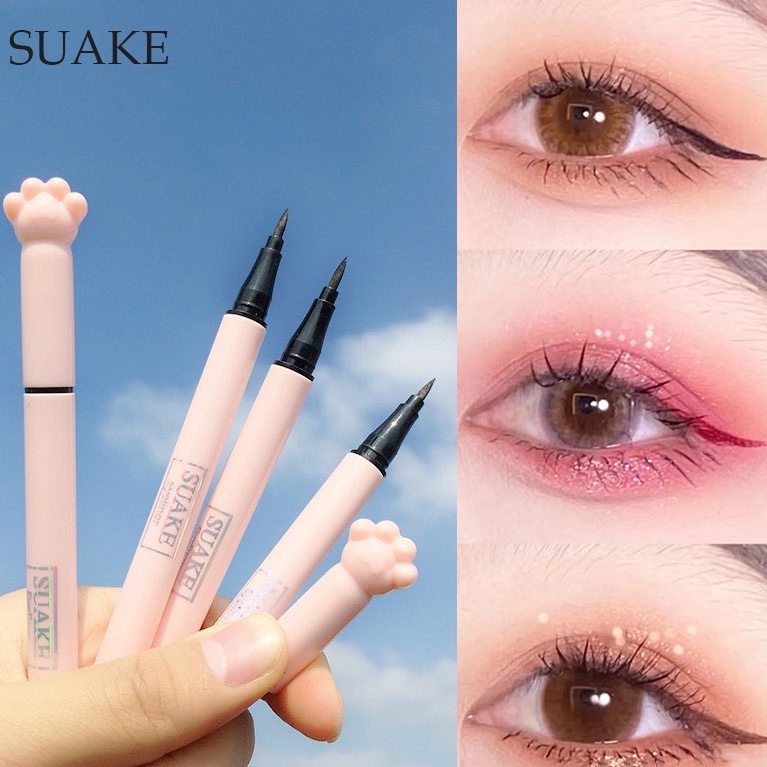 bút kẻ mắt nước lâu trôi nội địa trung SUAKE bàn chân mèo màu hồng cute trang điểm mắt makeup