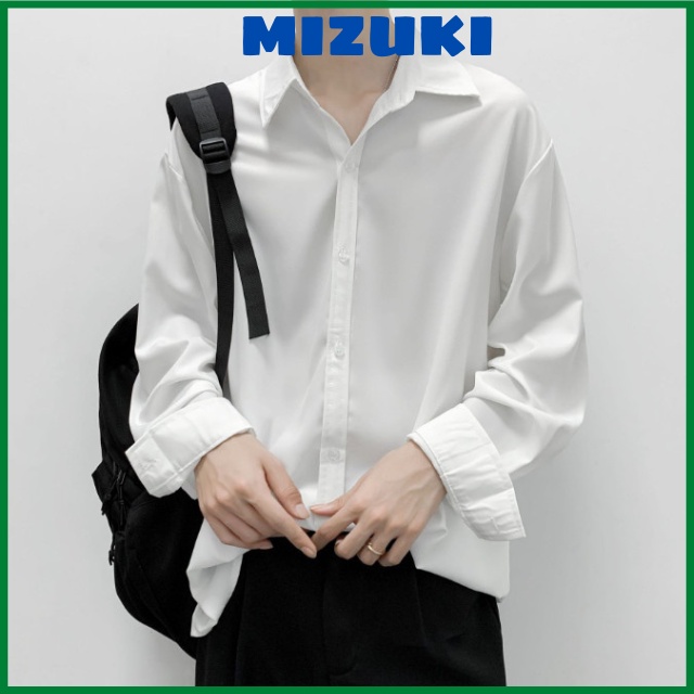 Áo sơ mi trắng đi học form rộng tay dài nam nữ vải Lụa mềm mịn ít nhăn MRD01 từ 40-85kg