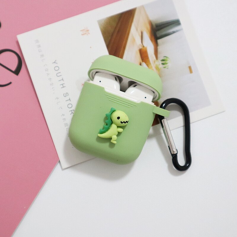 Funda para auriculares para Airpods 1 y 2, con dibujos 3D de aguacate, zanahoria, dinosaurio, melocotón, Panda, regalos