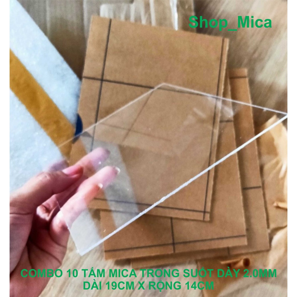 [Mica 14.5x19.5cm] Combo 10 tấm nhựa mica cứng trong suốt làm hộp, ốp biển số, vẽ tranh kính
