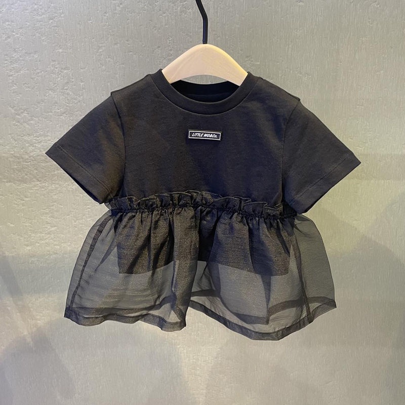 Áo Thun Tay Ngắn Dáng Rộng Phối Lưới Thời Trang Mùa Hè Phong Cách Hàn Quốc Mới 2023