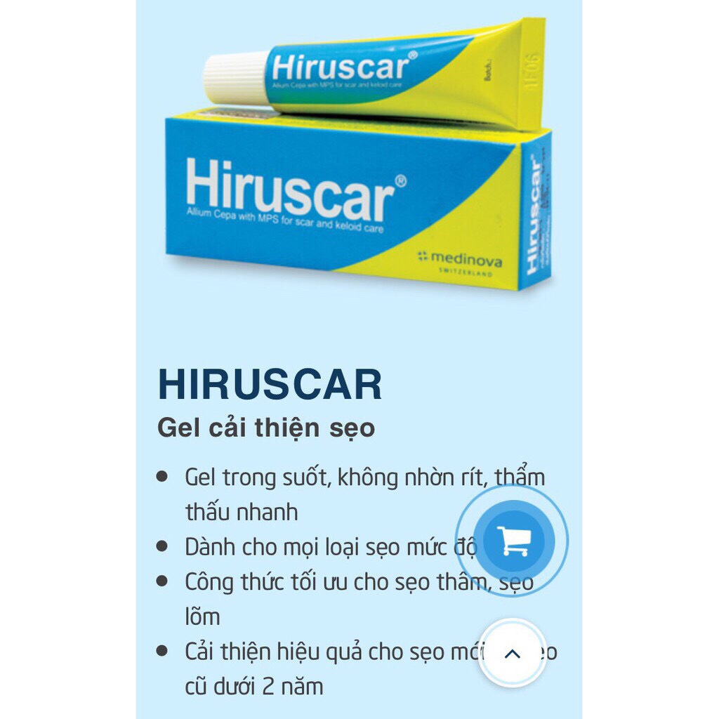 Hiruscar Gel - Gel cải thiện sẹo vừa, sẹo lõm, sẹo thâm Hiruscar Gel 20g