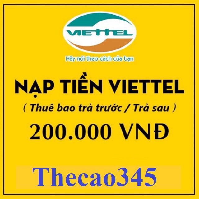 Thẻ cào điện thoại Viettel 200k - Namduy345