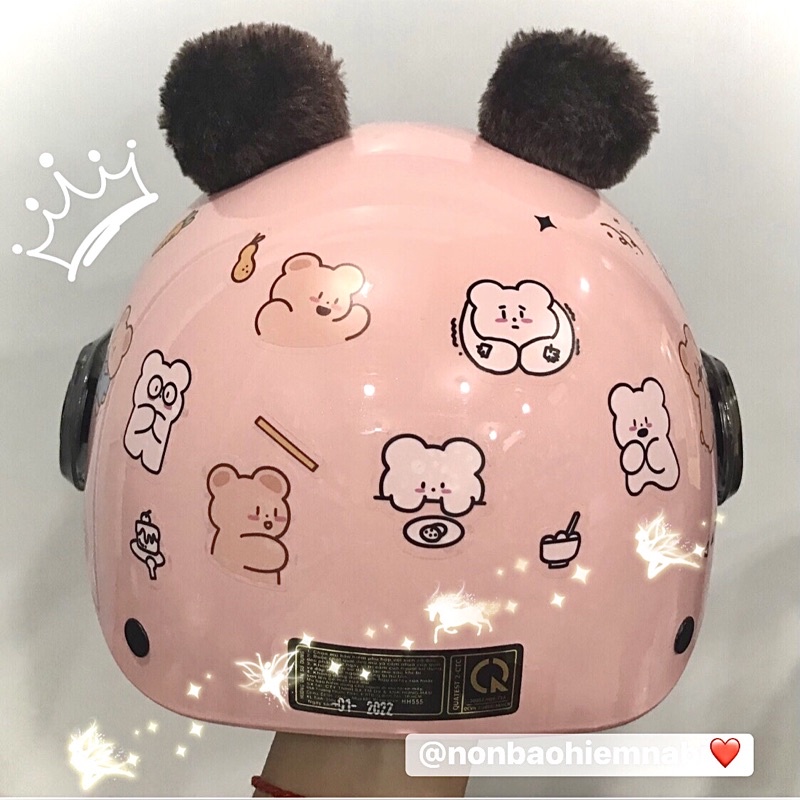 Mũ bảo hiểm kính cho bé ( Tặng kính+tai+4bộ sticker ngẫu nhiên 32hình)