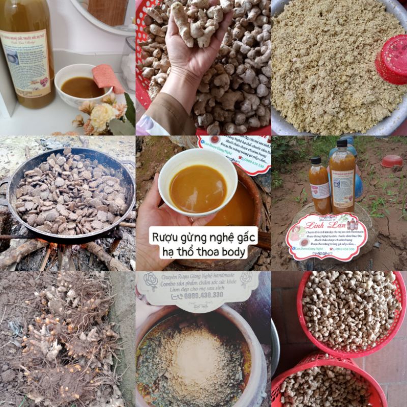 1 Lít Cốt Gừng Nghệ Hạt Gấc hạ thổ nhà làm(không vàng quần áo)