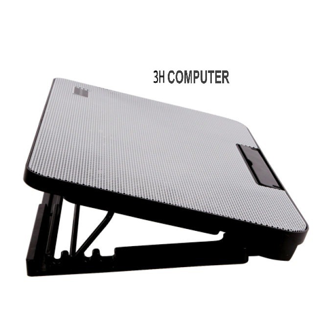 Đế tản nhiệt Laptop Cooling Pad N99 - 2 quạt, đèn led, có nấc nâng lên hạ xuống cho laptop từ 10-17 inch