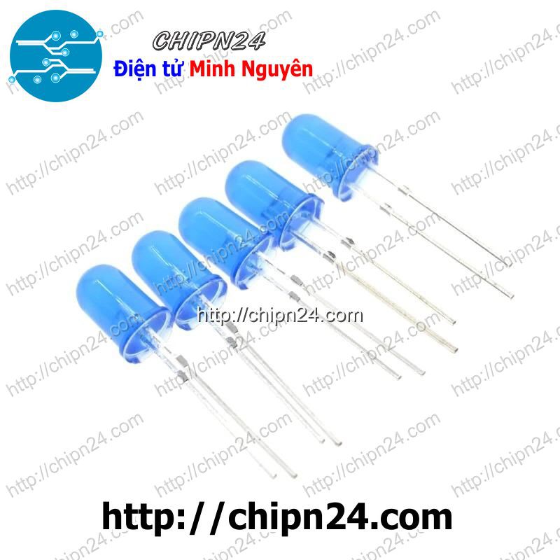 [50 CON] Led 5mm Vỏ đục Màu ra màu XANH DƯƠNG