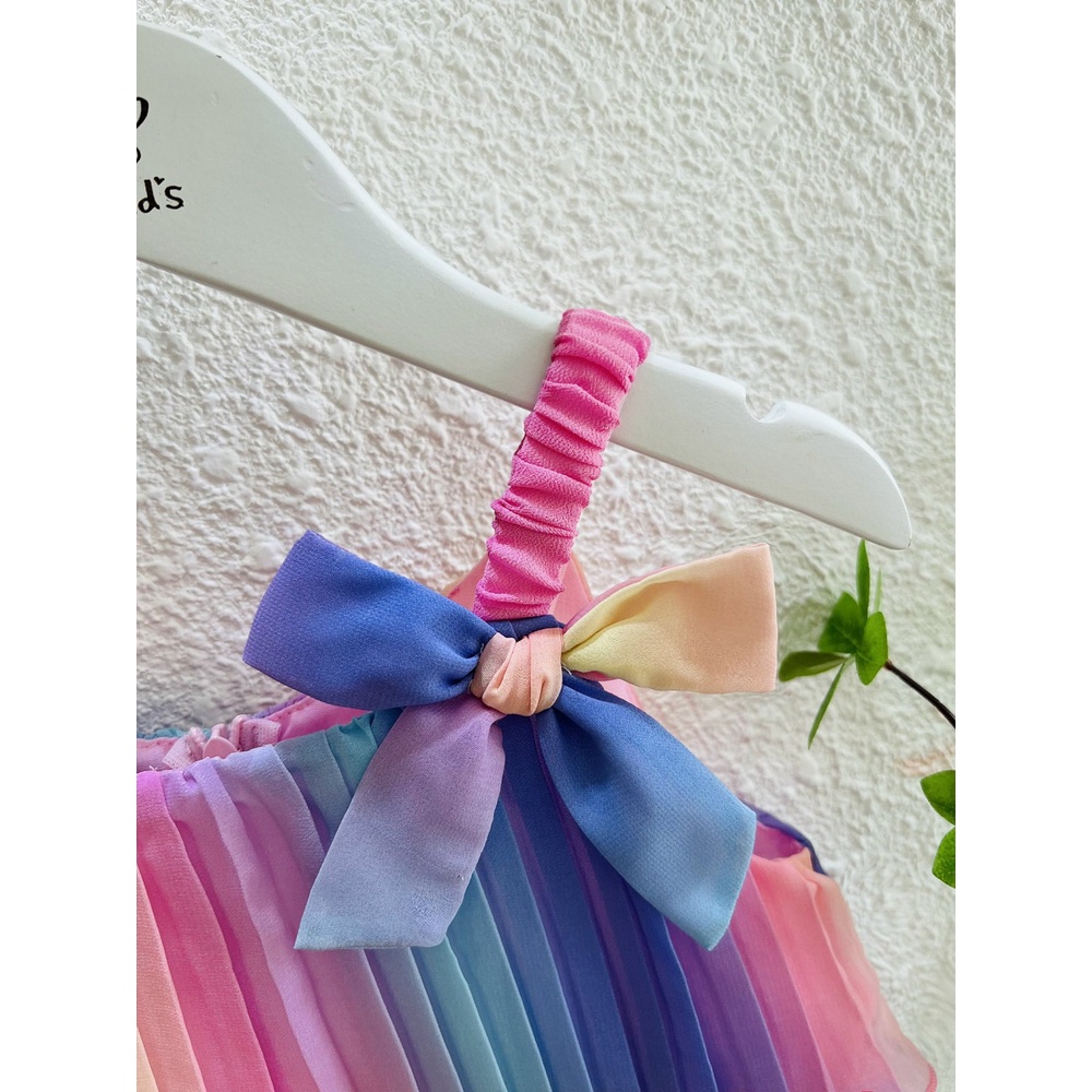 Đầm Bé Gái Dập Ly Chuyển Màu , Váy Cầu Vồng Voan Chiffon-  Trang 25 Kids -K161
