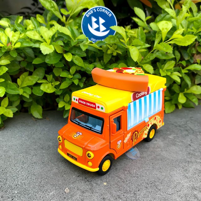 Mô hình hợp kim xe bán pizza lưu động có đèn và âm thanh