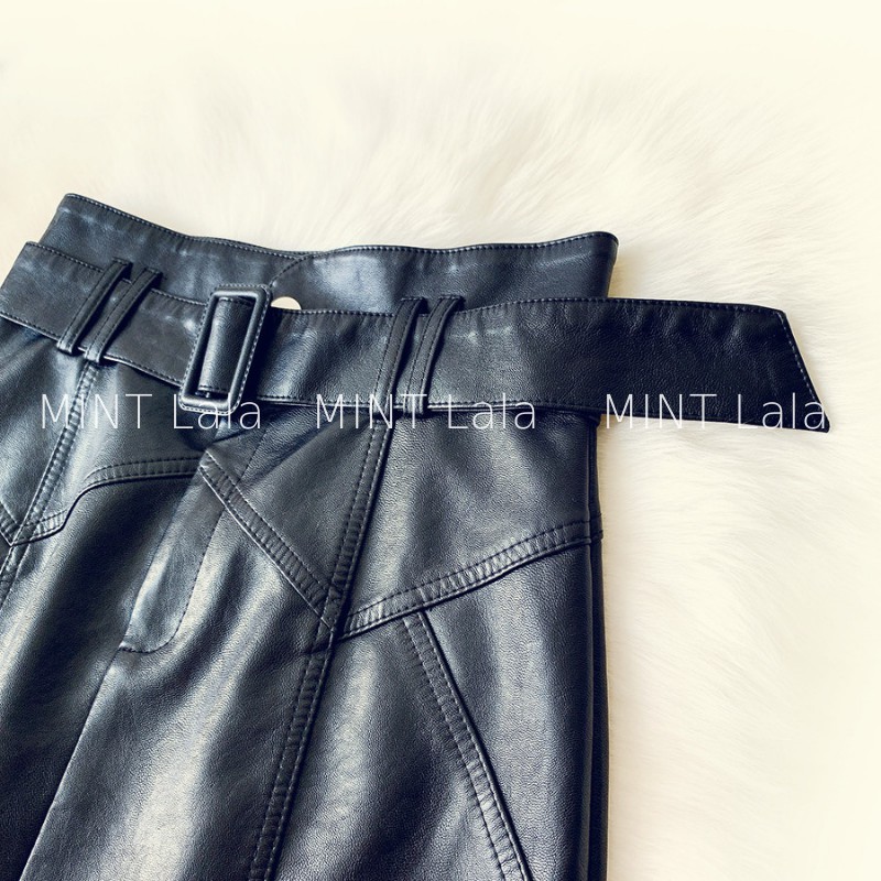 Chân Váy Da Màu Đen 2 Lớp Cao Cấp Kèm Đai | BigBuy360 - bigbuy360.vn