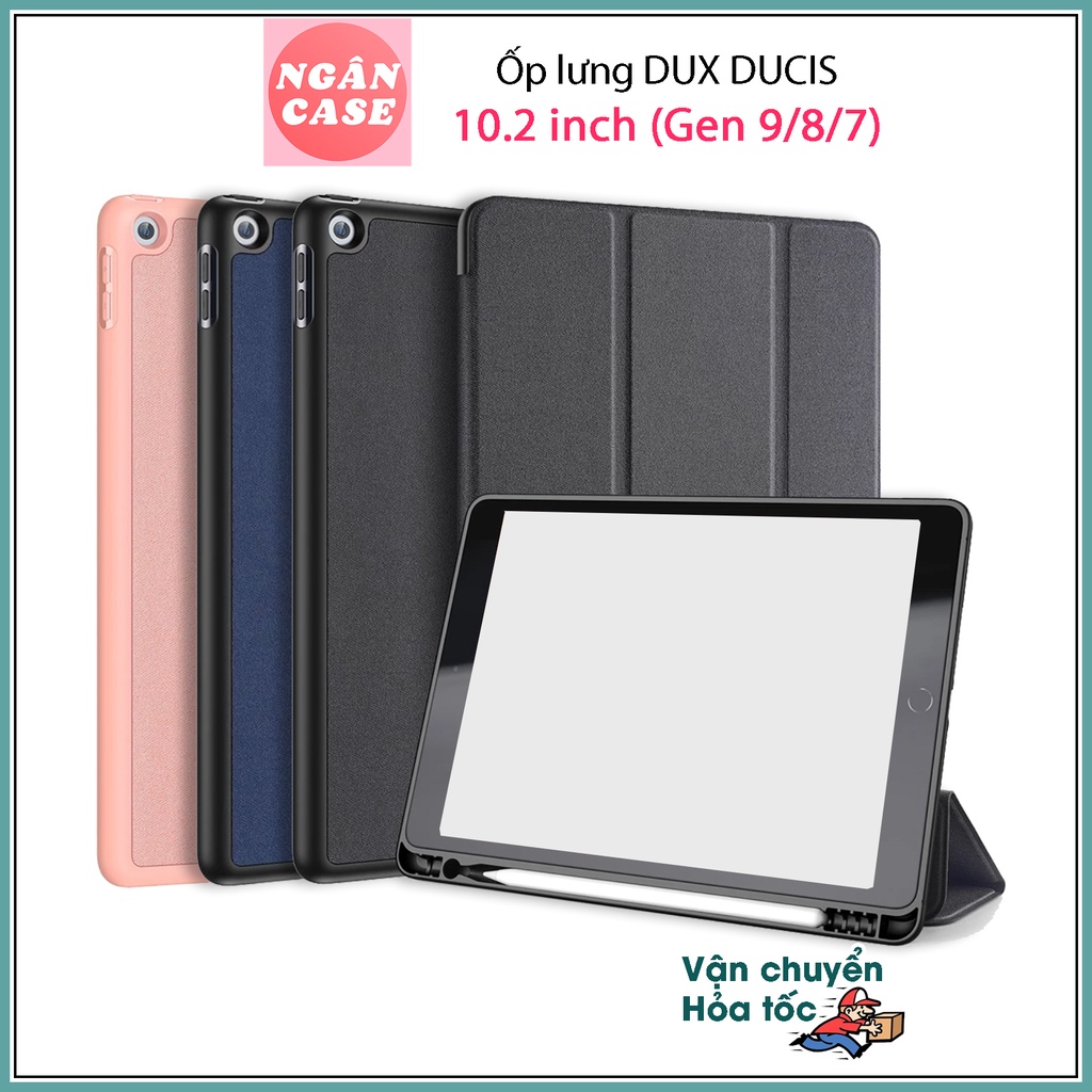 Bao da DUX DUCIS cho iPad 10.2 inch ( iPad Gen 9/ 8/ 7 ) - Llưng TPU mềm, Có ngăn đựng bút (DOMO SERIES)