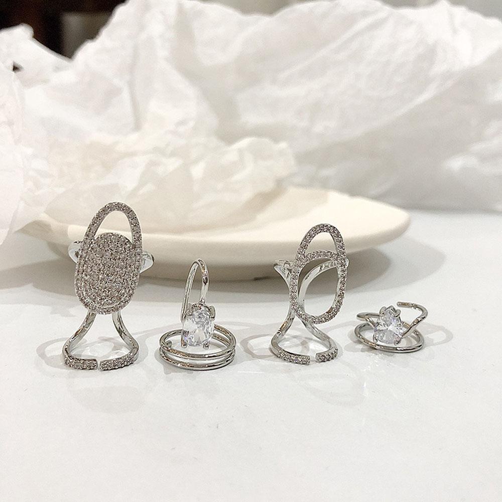 Nhẫn Khảm Đá Hàn Quốc BACK2LIFE|Ốp Bảo Vệ Ngón Tay Bằng Hợp Kim Lấp Lánh Dành Cho Nữ