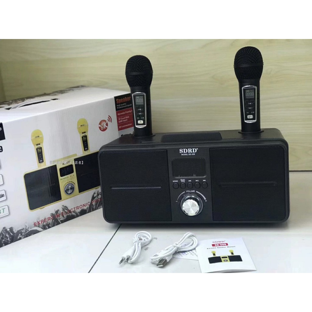 Loa Karaoke SD 301 - SD 306 - SD 309  Kèm 2 Micro Không Dây tích hợp bluetooth 4.0 - usb - thẻ nhớ