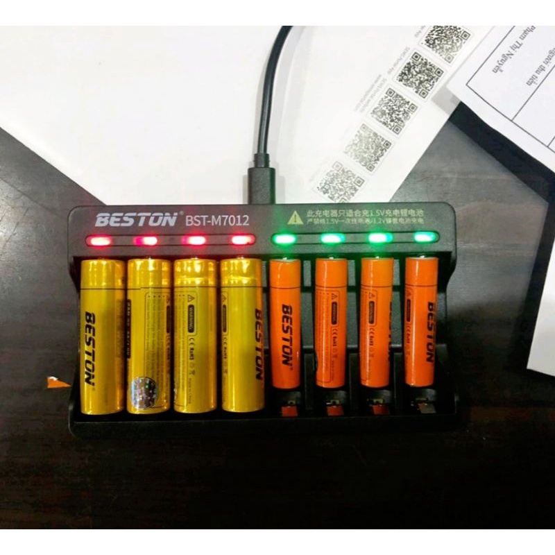 PIN SẠC AA/AAA 1.5V BESTON & BỘ SẠC PIN 8 KHE BST-M7012 SẠC NHANH, TỰ NGẮT, CÓ ĐÈN XANH BÁO ĐẦY DÙNG CHO MICRO KHÔNG DÂY