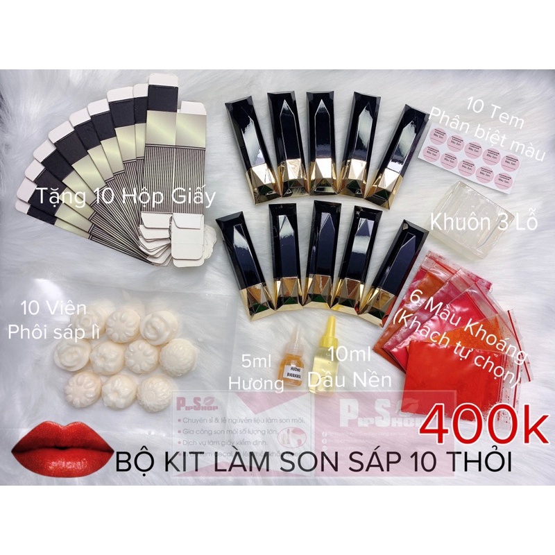 BỘ KIT LÀM SON SÁP 10 THỎI HANDMADE