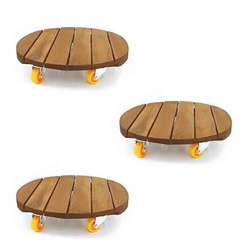 Đế đỡ chậu cây cảnh hình Vuông/Tròn bằng Gỗ có bánh xe lăn đa năng