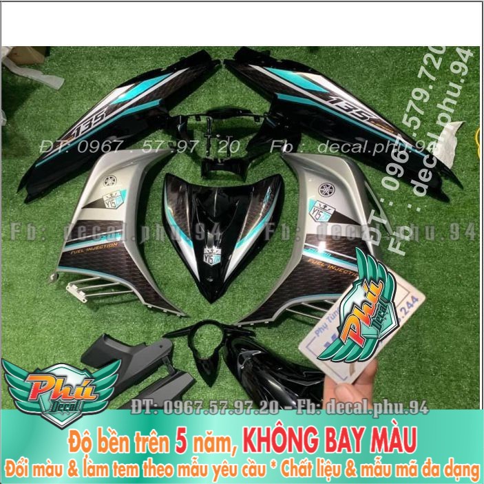 Tem rời Exciter 135 Y15zr bạc đen (X) -1