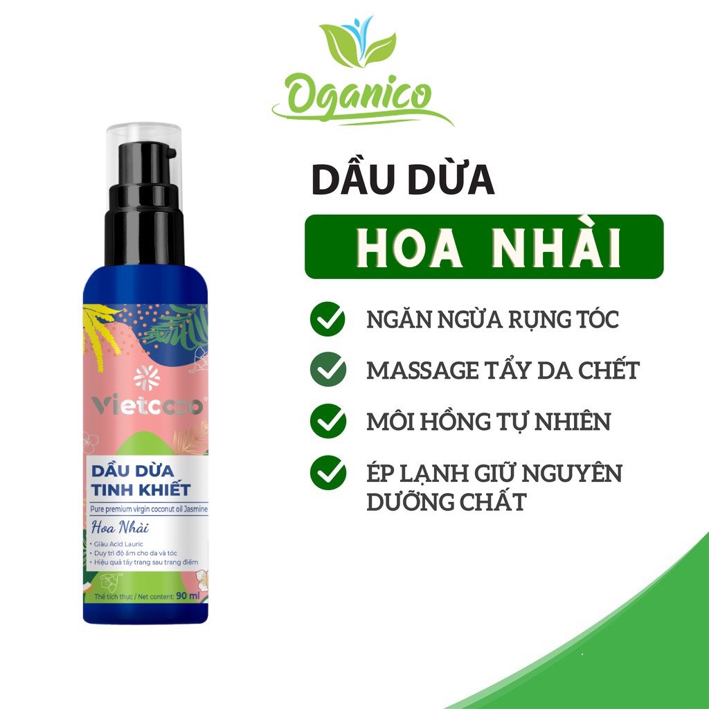 Dầu dừa nguyên chất Organic VIETCOCO : 1 LÍT - 500ML- 250ML- 130ML: ĂN - CHĂM SÓC SẮC ĐẸP