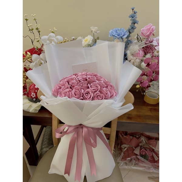 Bó hoa 30 bông lưới nhũ đồng siêu sang tặng sinh nhật