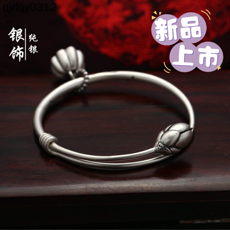 Vòng Tay Bạc s990 Mặt Hoa Sen Thời Trang Thanh Lịch