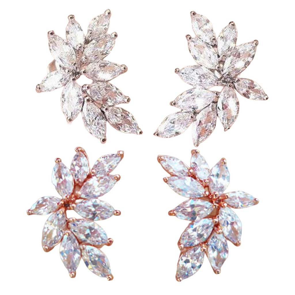 Bông Tai Hình Chiếc Lá Đính Đá Nhẹ Thời Trang Cho Nữ