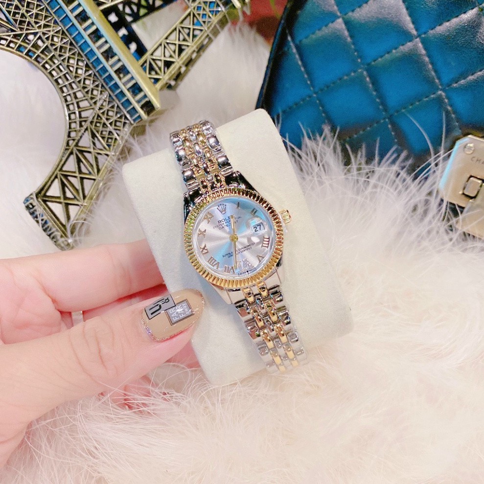 Đồng hồ nữ Rolex, dây thép không girm hàng full box, thẻ bảo hành 12 tháng - Dongho.rolex