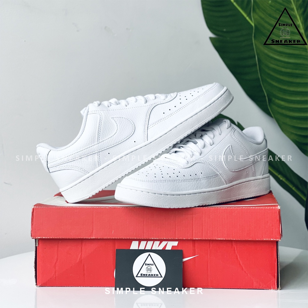 Giày Nữ Nike Court Vision Chính Hãng FREESHIP Nike Court Vision All White - Giày Sneaker Da Màu Trắng - Simple Sneaker