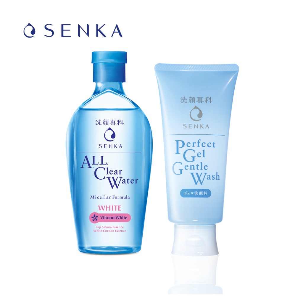 Combo Nước tẩy trang All Clear White 230ml và Gel rửa mặt dịu nhẹ Senka Perfect Gel Gentle Wash 100g
