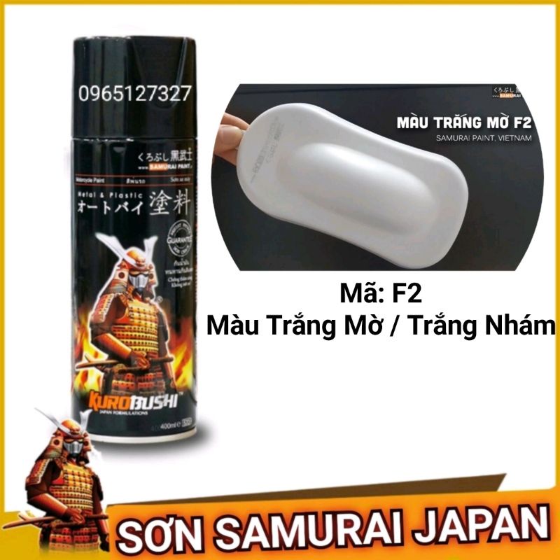 sơn xịt Samurai Japan màu trắng mờ / trắng nhám - Mã màu F2