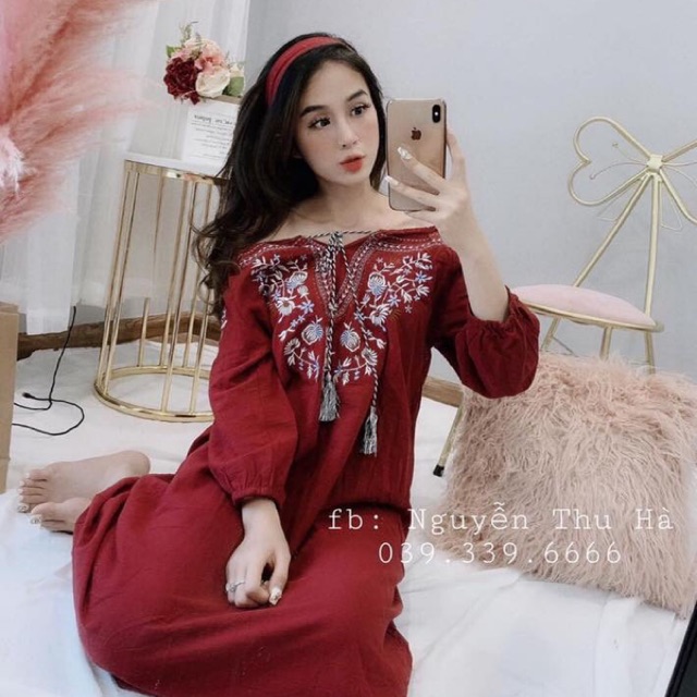 Đầm boho thổ cẩm vintage đỏ ❤️