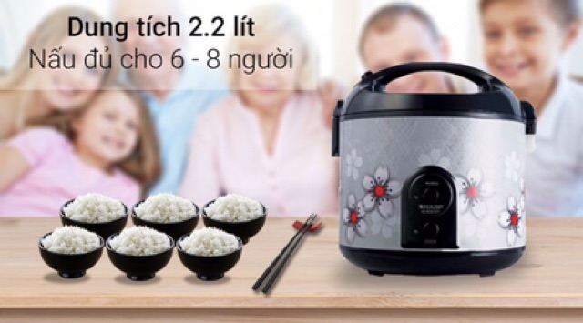 Nồi cơm điện Sharp 2.2 lít KS-R231STV -Hàng Trưng Bày Mới 96% - Số Người Ăn Trên 6 Người Chất Liệu Lòng Nồi:Hợp Kim Nhôm