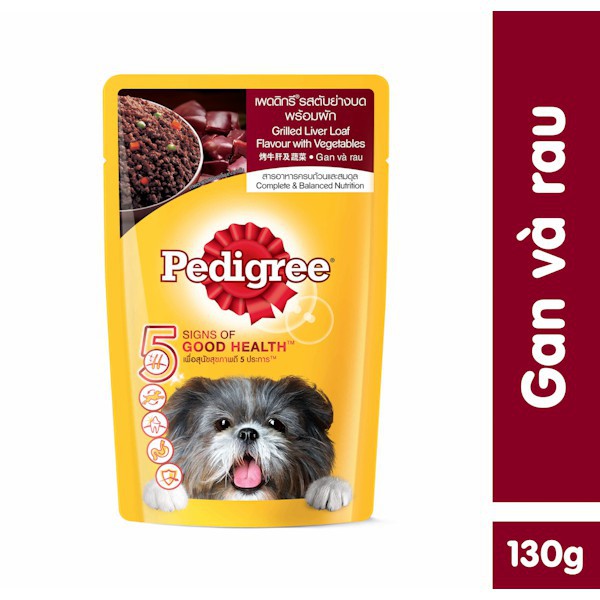 Thức ăn cho chó lớn dạng sốt Pedigree vị gan và rau 130g