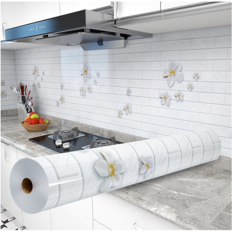 giấy dán tường bếp họa tiết TƯỜNG GẠCH HOA SỨ khổ 60cm 1 mét