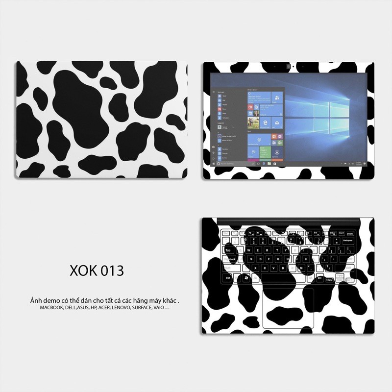 Skin bảo vệ laptop - Chủ đề Bò sữa - Skin laptop cho mọi loại máy - Miếng dán bảo vệ laptop