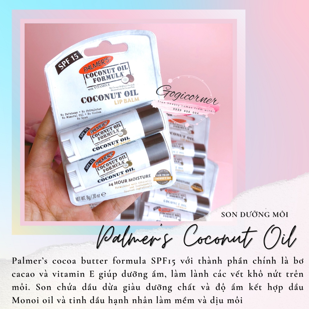 SON DƯỠNG CHỐNG NẮNG PALMER'S COCONUT OIL SPF15 + 8GR